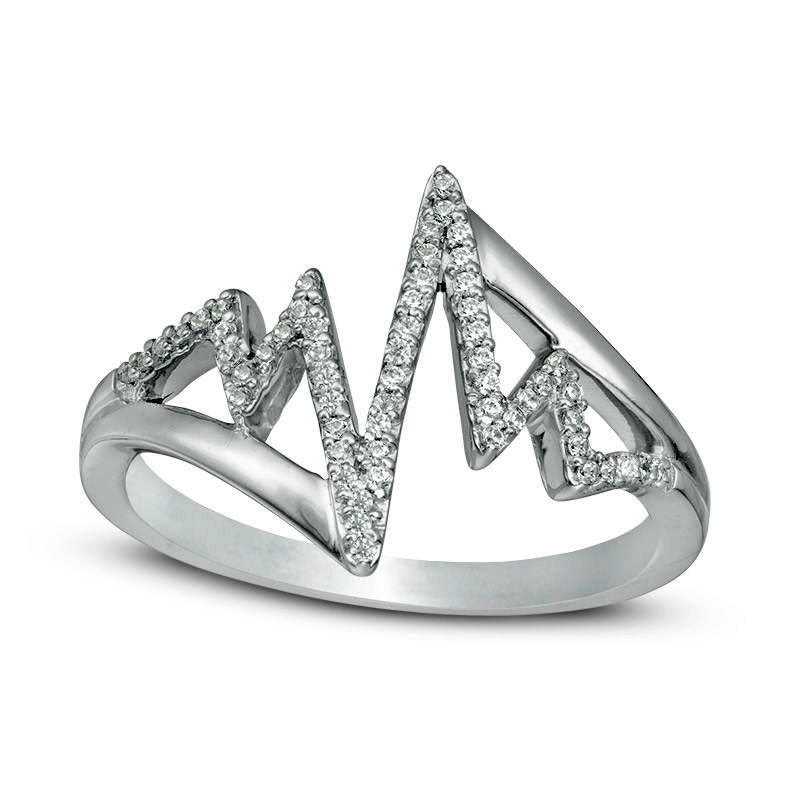 Image of ID 1 017 CT TW Natural Diamond Bypass Heartbeat Ring in Sterling Silver