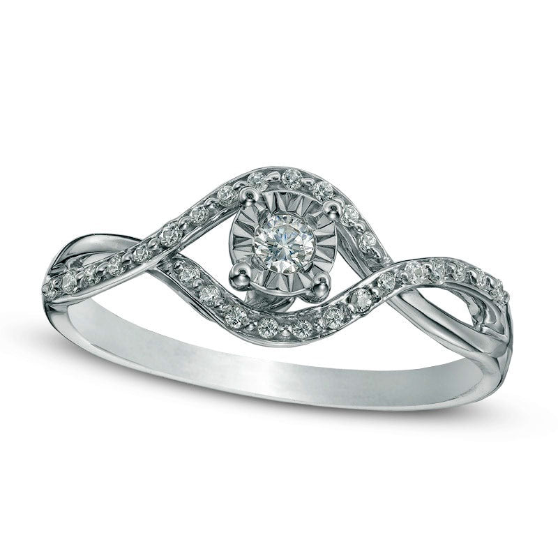 Image of ID 1 017 CT TW Natural Diamond Bypass Promise Ring in Solid 10K White Gold