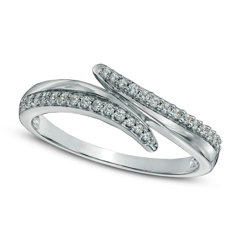 Image of ID 1 017 CT TW Natural Diamond Bypass Ring in Solid 10K White Gold