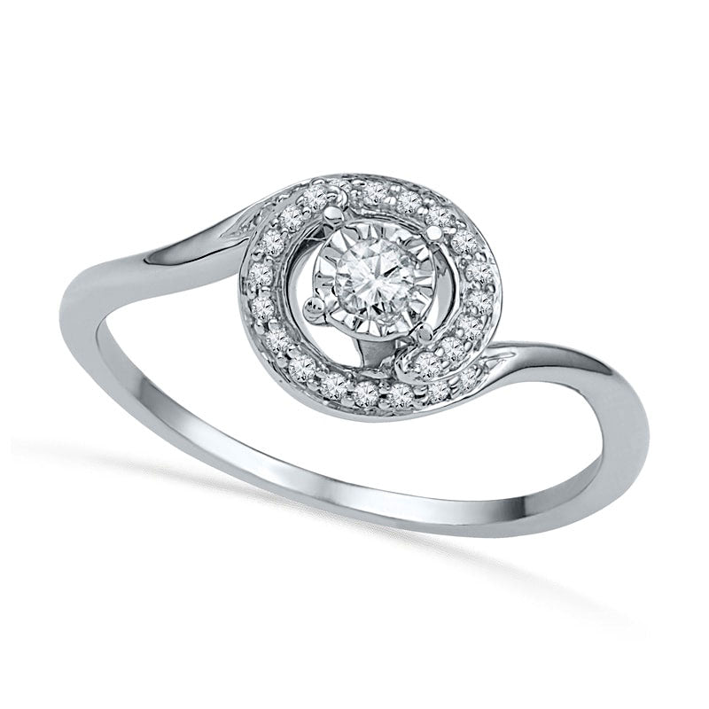 Image of ID 1 017 CT TW Natural Diamond Circle Frame Promise Ring in Solid 10K White Gold