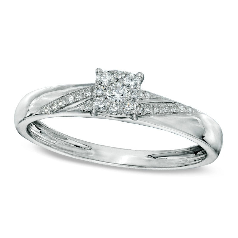 Image of ID 1 017 CT TW Natural Diamond Cluster Slant Striped Engagement Ring in Solid 10K White Gold