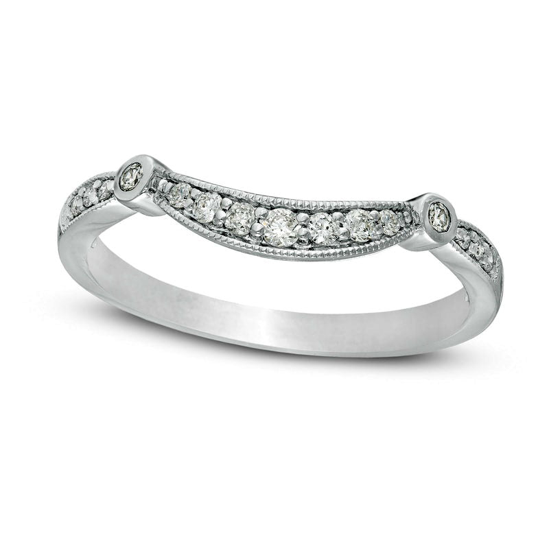 Image of ID 1 017 CT TW Natural Diamond Contour Antique Vintage-Style Anniversary Band in Solid 10K White Gold