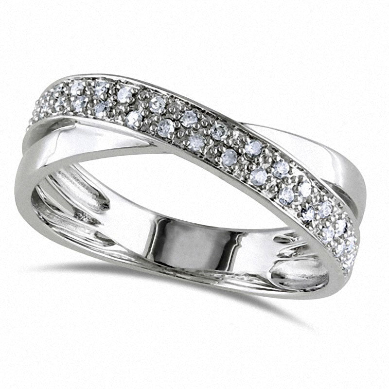 Image of ID 1 017 CT TW Natural Diamond Criss-Cross Band in Sterling Silver