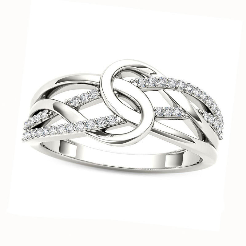 Image of ID 1 017 CT TW Natural Diamond Crossover Loop Ring in Solid 10K White Gold
