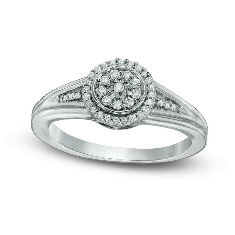 Image of ID 1 017 CT TW Natural Diamond Double Frame Promise Ring in Sterling Silver