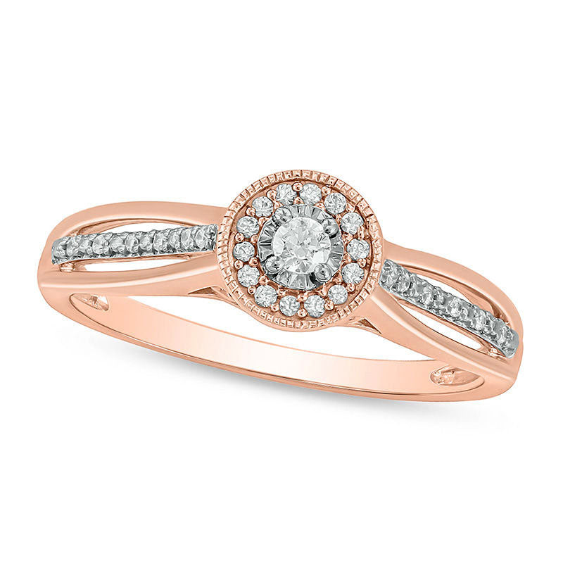 Image of ID 1 017 CT TW Natural Diamond Frame Antique Vintage-Style Promise Ring in Solid 10K Rose Gold