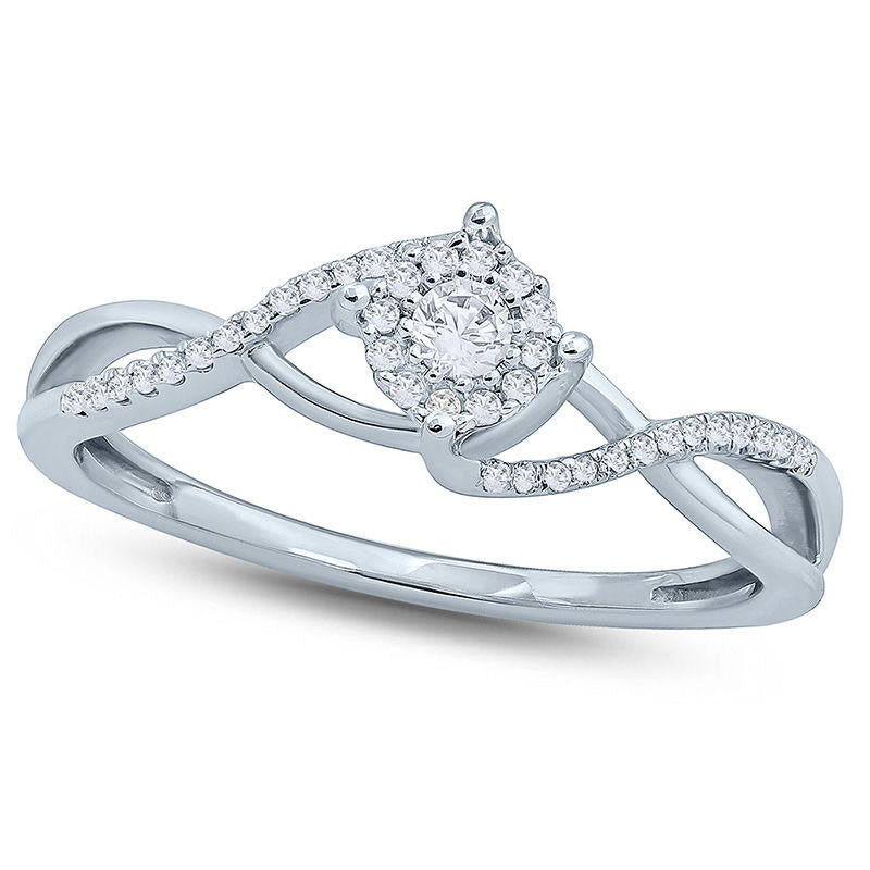 Image of ID 1 017 CT TW Natural Diamond Frame Bypass Twist Promise Ring in Sterling Silver