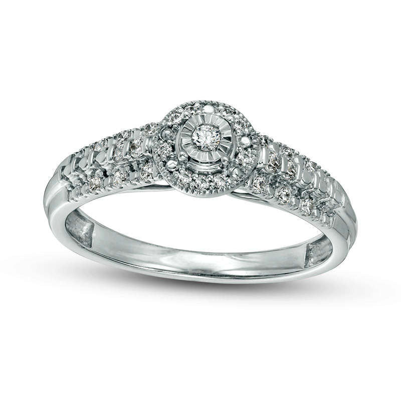 Image of ID 1 017 CT TW Natural Diamond Frame Multi-Row Antique Vintage-Style Promise Ring in Sterling Silver