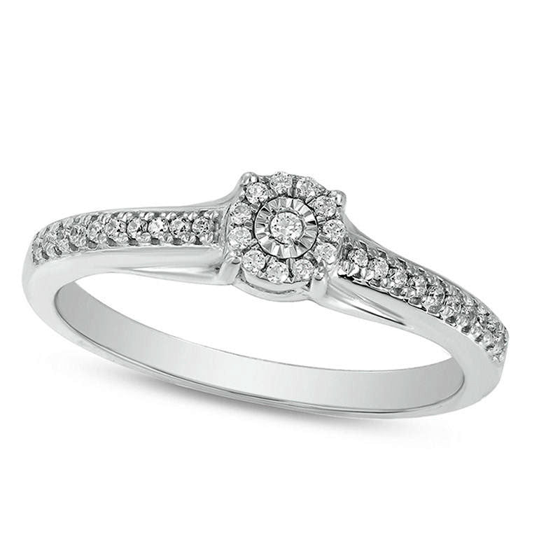 Image of ID 1 017 CT TW Natural Diamond Frame Promise Ring in Solid 10K White Gold