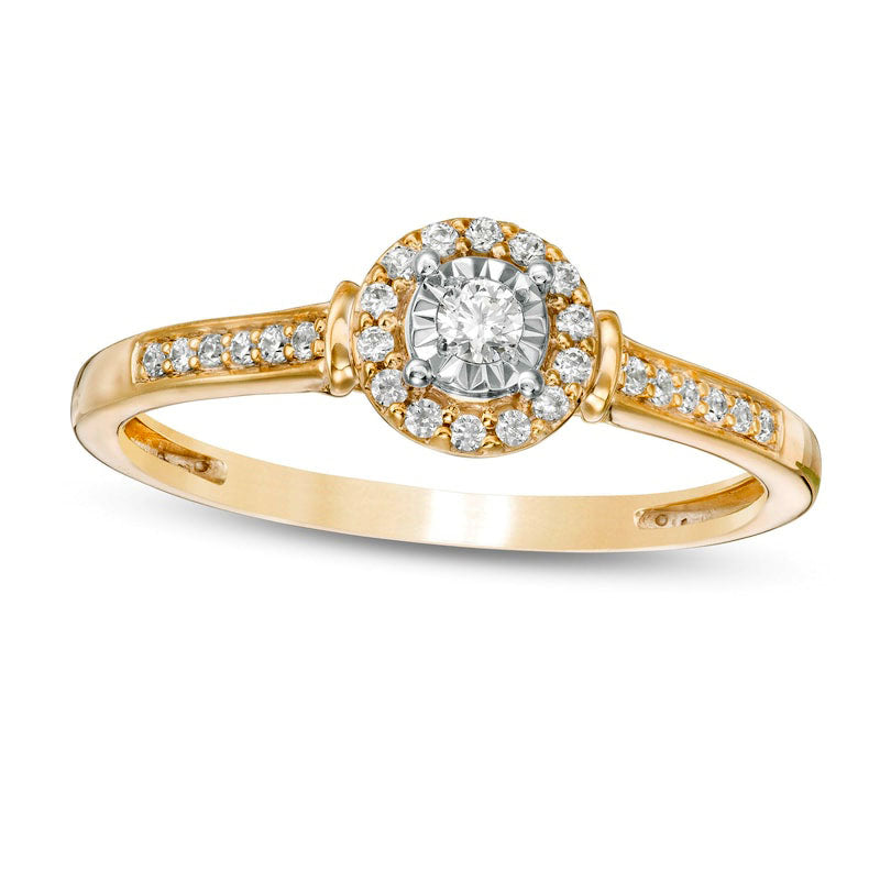 Image of ID 1 017 CT TW Natural Diamond Frame Promise Ring in Solid 10K Yellow Gold
