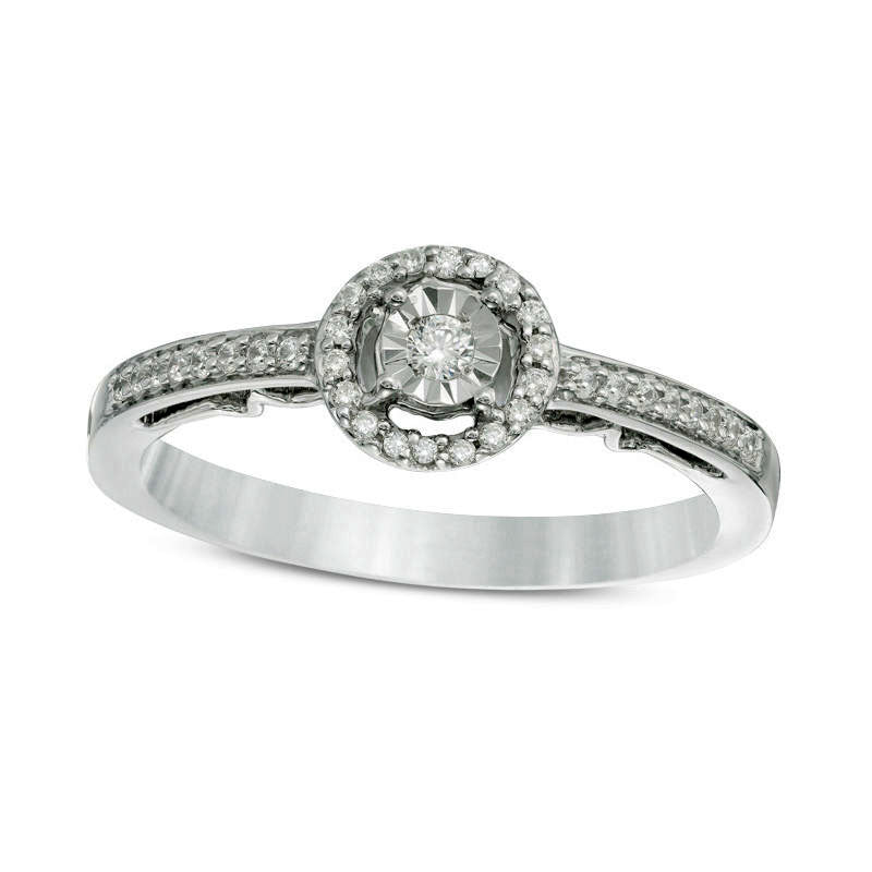 Image of ID 1 017 CT TW Natural Diamond Frame Promise Ring in Sterling Silver