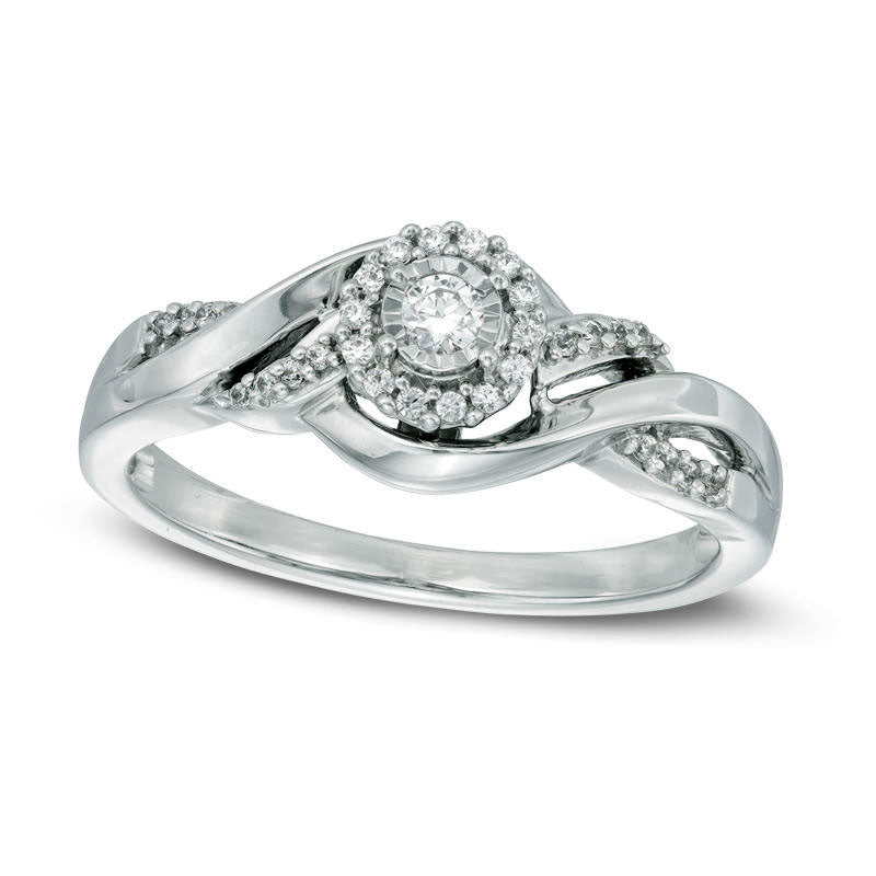 Image of ID 1 017 CT TW Natural Diamond Frame Wave Promise Ring in Solid 10K White Gold