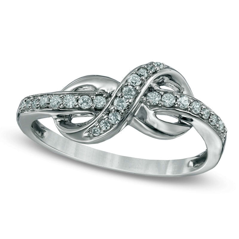Image of ID 1 017 CT TW Natural Diamond Infinity Knot Ring in Sterling Silver