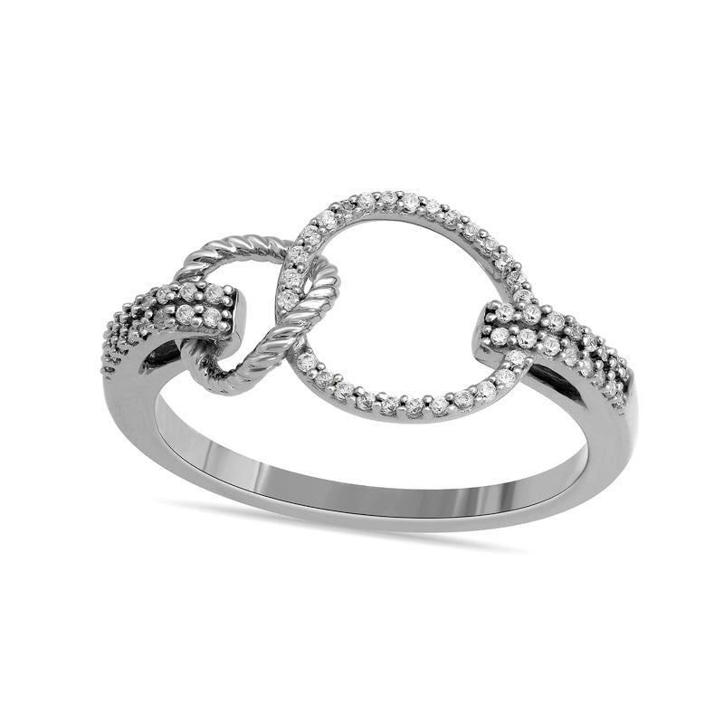 Image of ID 1 017 CT TW Natural Diamond Interlocking Circle and Rope Ring in Solid 10K White Gold