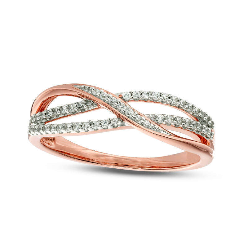 Image of ID 1 017 CT TW Natural Diamond Layered Crossover Anniversary Band in Solid 10K Rose Gold