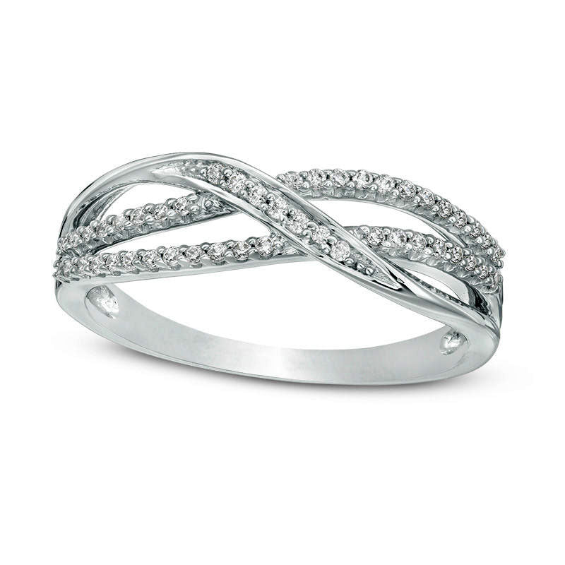 Image of ID 1 017 CT TW Natural Diamond Layered Crossover Anniversary Band in Solid 10K White Gold
