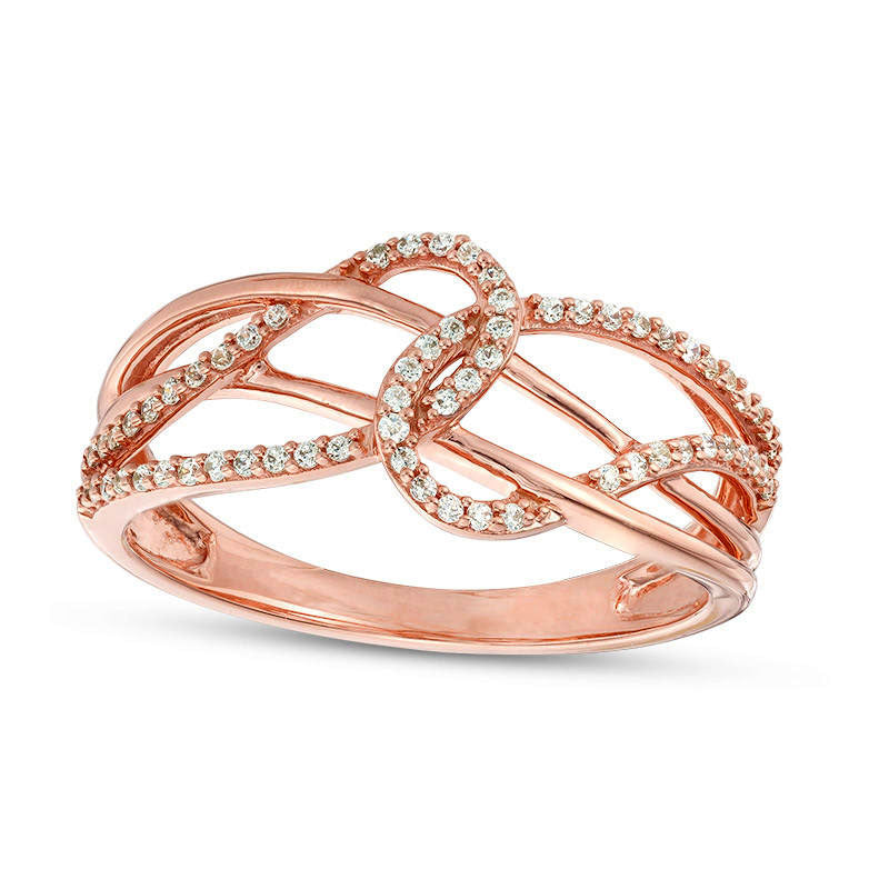 Image of ID 1 017 CT TW Natural Diamond Layered Crossover Looped Ring in Solid 10K Rose Gold