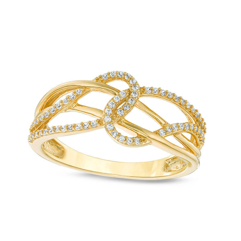 Image of ID 1 017 CT TW Natural Diamond Layered Crossover Looped Ring in Solid 10K Yellow Gold