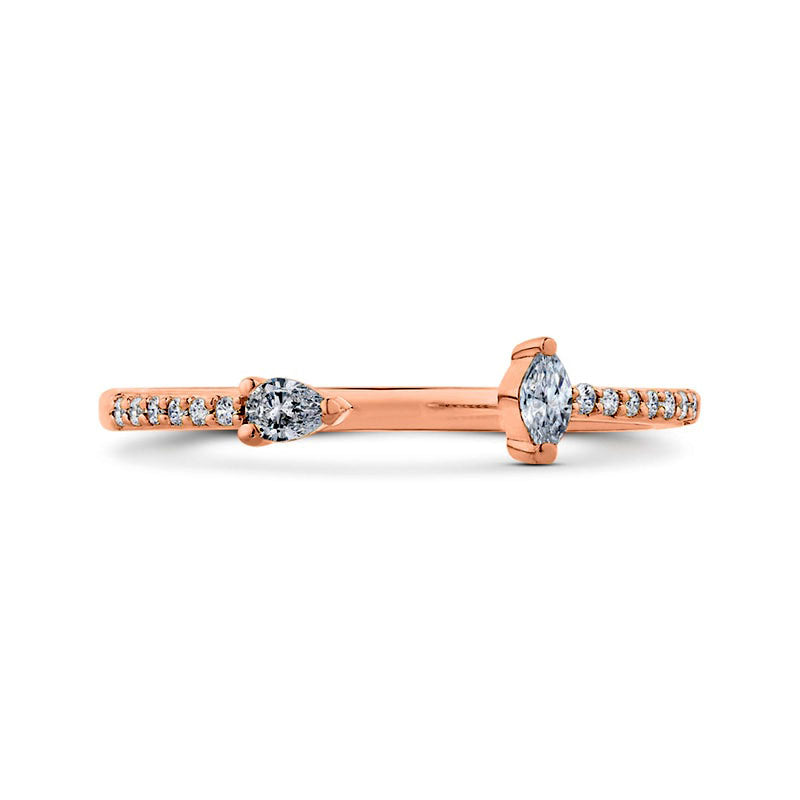 Image of ID 1 017 CT TW Natural Diamond Multi-Shape Open Ring in Solid 10K Rose Gold