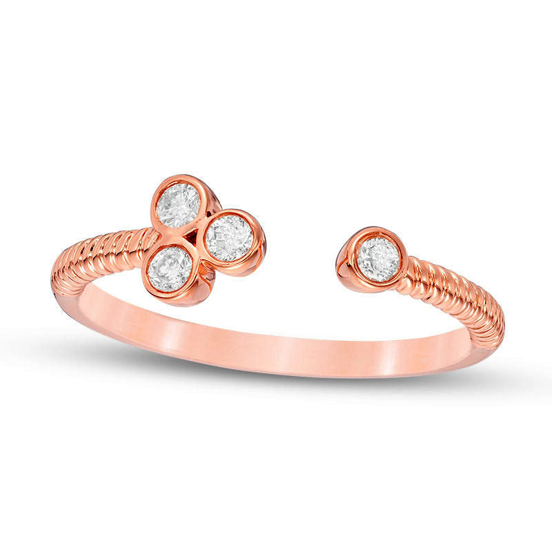 Image of ID 1 017 CT TW Natural Diamond Open Spiral Ring in Solid 10K Rose Gold