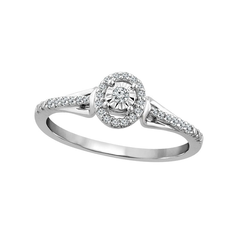 Image of ID 1 017 CT TW Natural Diamond Oval Frame Loop Shank Promise Ring in Solid 10K White Gold