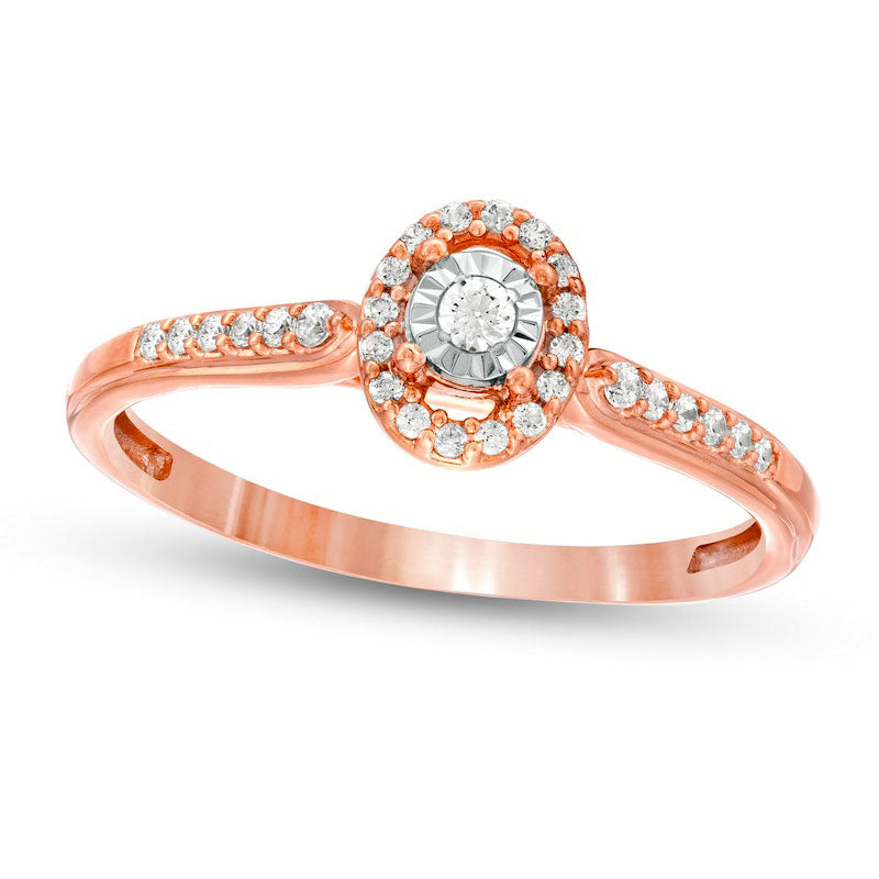 Image of ID 1 017 CT TW Natural Diamond Oval Frame Promise Ring in Solid 10K Rose Gold