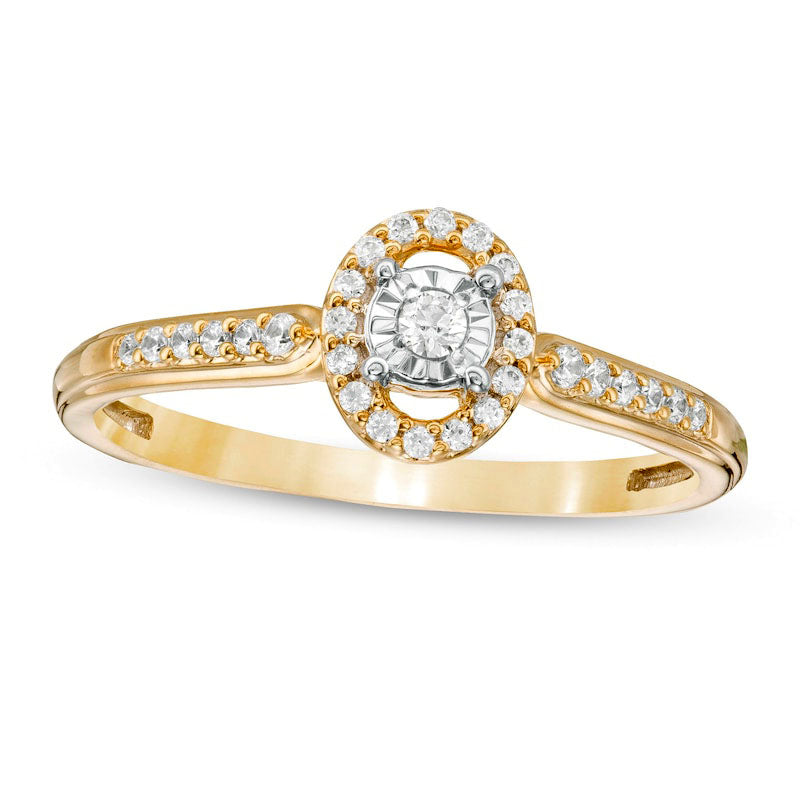Image of ID 1 017 CT TW Natural Diamond Oval Frame Promise Ring in Solid 10K Yellow Gold
