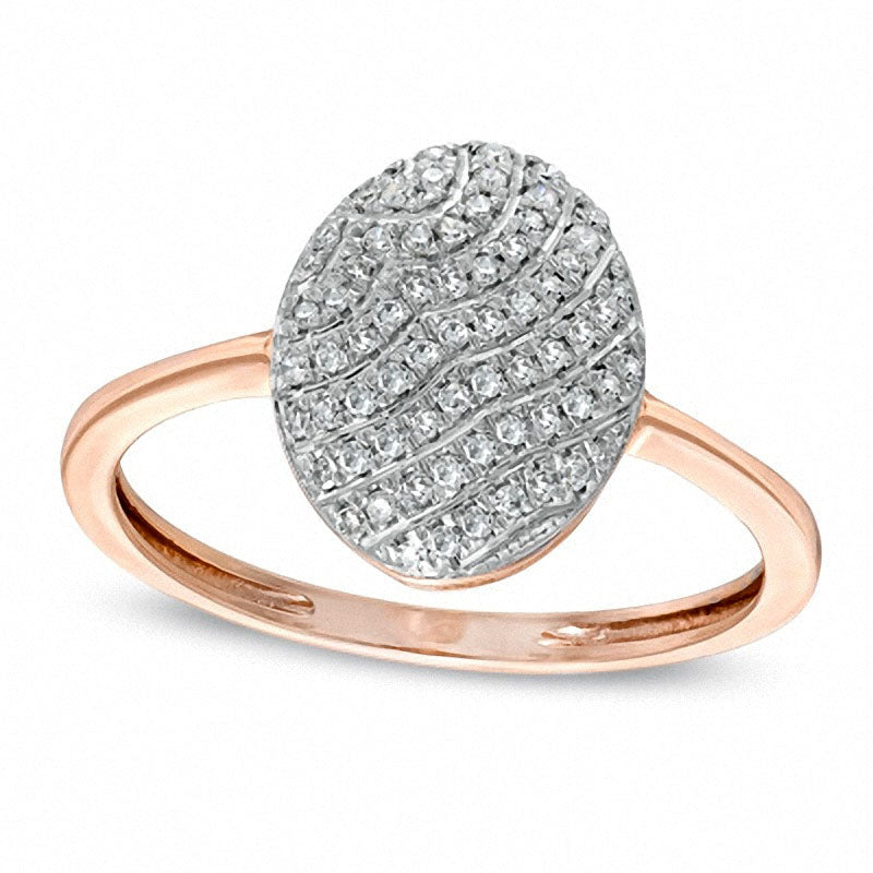 Image of ID 1 017 CT TW Natural Diamond Oval Striped Ring in Solid 10K Rose Gold
