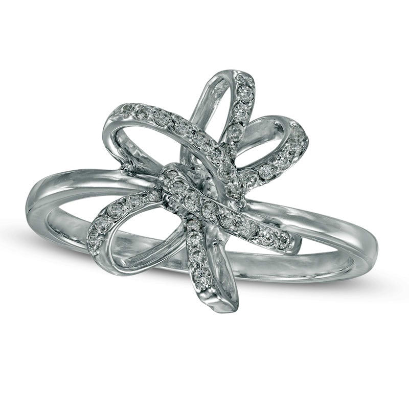 Image of ID 1 017 CT TW Natural Diamond Pinwheel Flower Ring in Sterling Silver