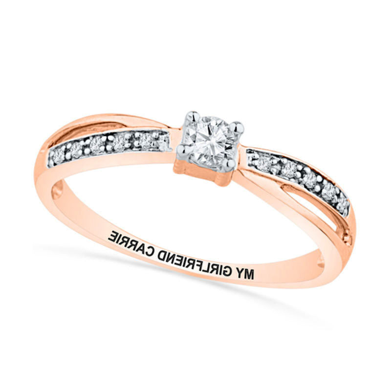 Image of ID 1 017 CT TW Natural Diamond Promise Ring in Solid 10K Rose Gold (20 Characters)