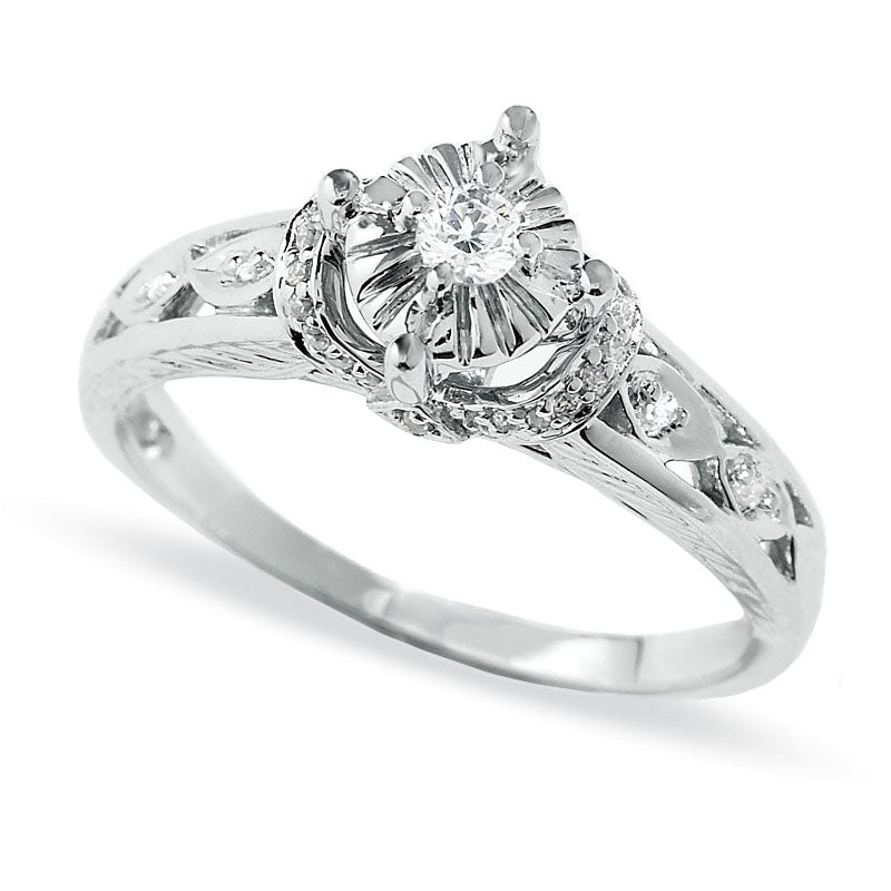 Image of ID 1 017 CT TW Natural Diamond Promise Ring in Solid 10K White Gold