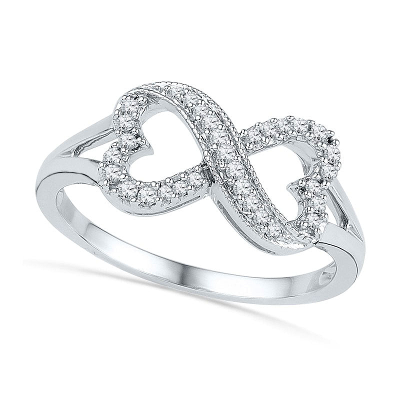 Image of ID 1 017 CT TW Natural Diamond Sideways Heart-Shaped Infinity Ring in Solid 10K White Gold