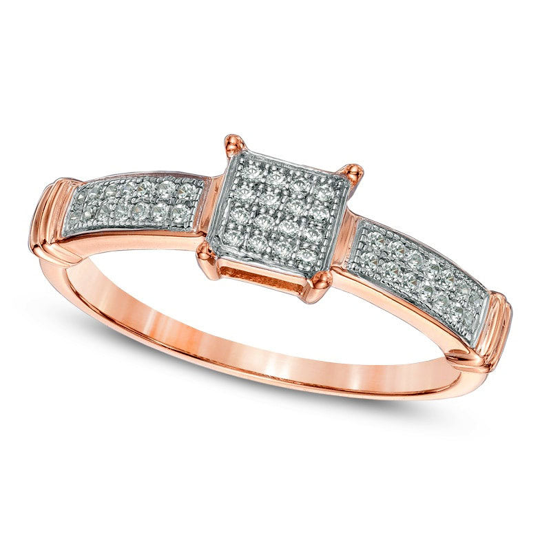Image of ID 1 017 CT TW Natural Diamond Square Cluster Promise Ring in Solid 10K Rose Gold
