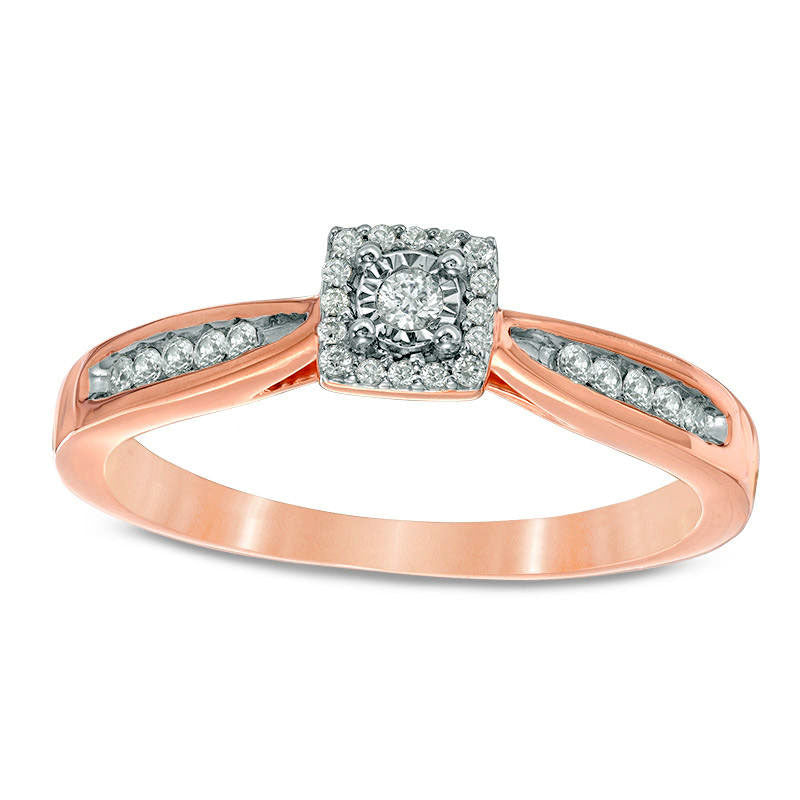 Image of ID 1 017 CT TW Natural Diamond Square Frame Promise Ring in Solid 10K Rose Gold
