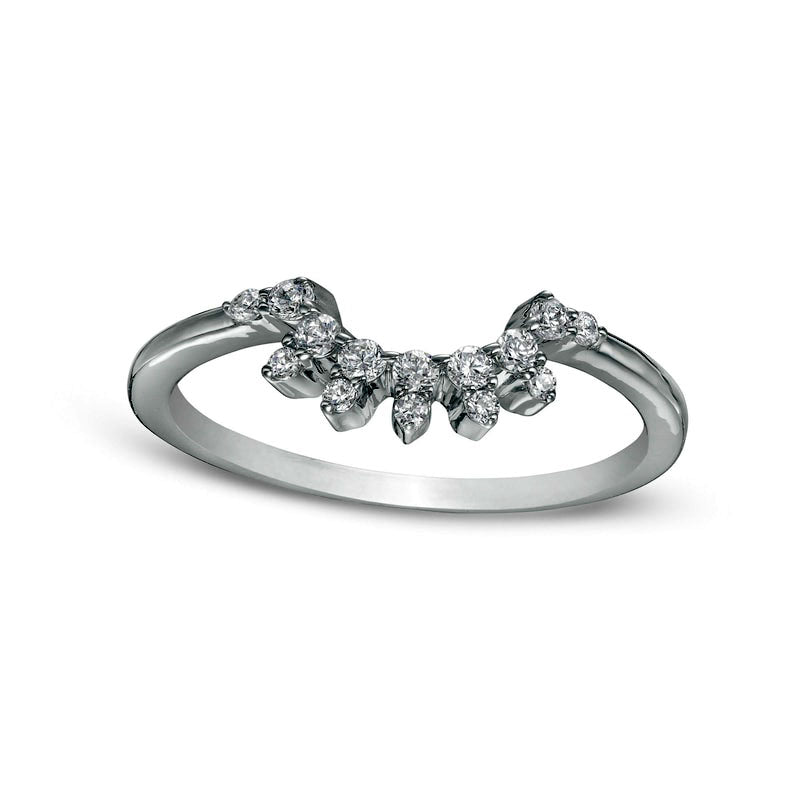 Image of ID 1 017 CT TW Natural Diamond Sunburst Contour Anniversary Band in Solid 10K White Gold