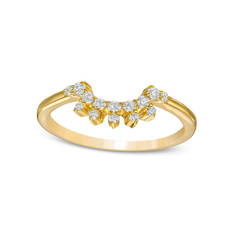 Image of ID 1 017 CT TW Natural Diamond Sunburst Contour Anniversary Band in Solid 10K Yellow Gold