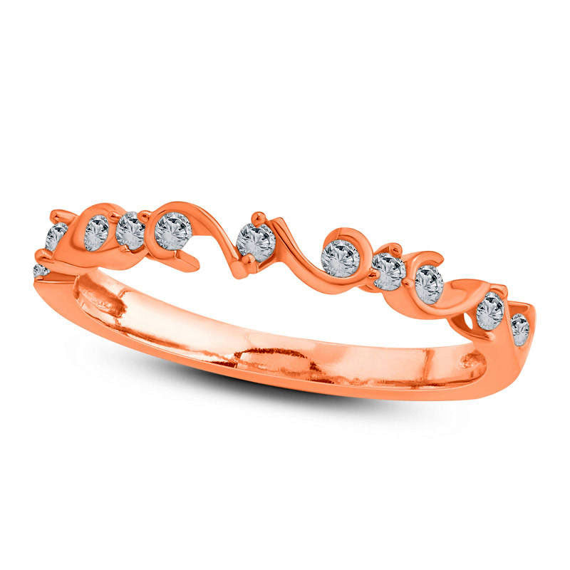 Image of ID 1 017 CT TW Natural Diamond Swirl Stackable Band in Solid 10K Rose Gold