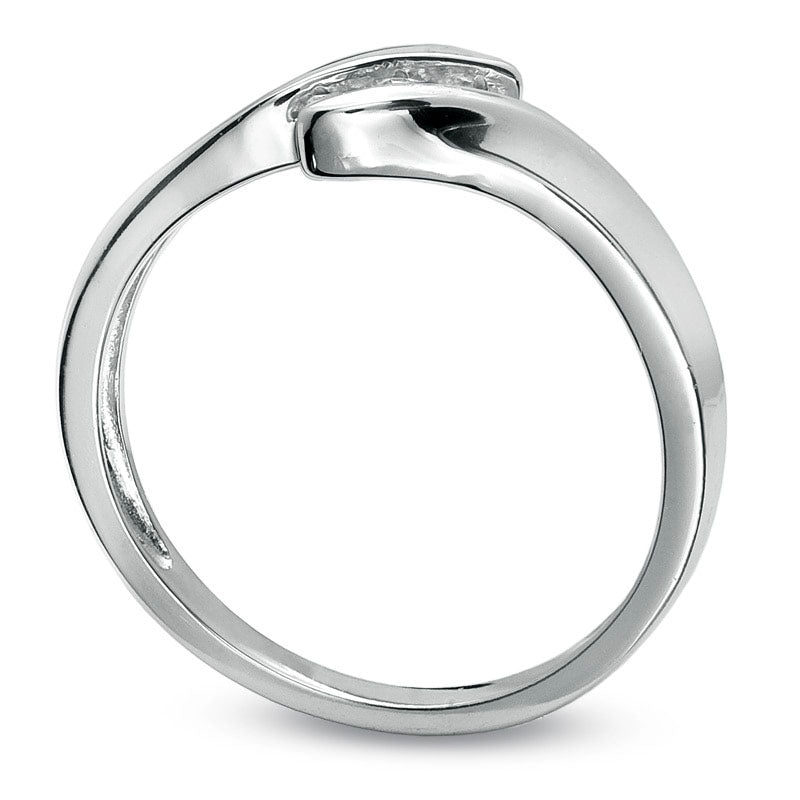 Image of ID 1 017 CT TW Natural Diamond Three Stone Bypass Promise Ring in Sterling Silver