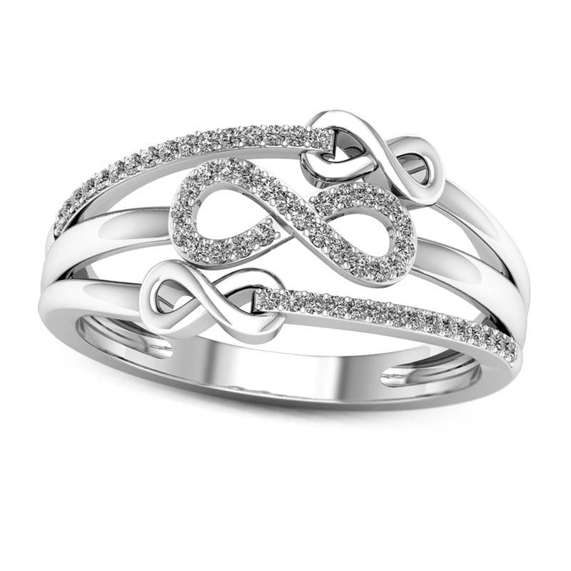 Image of ID 1 017 CT TW Natural Diamond Triple Infinity Multi-Row Ring in Solid 10K White Gold