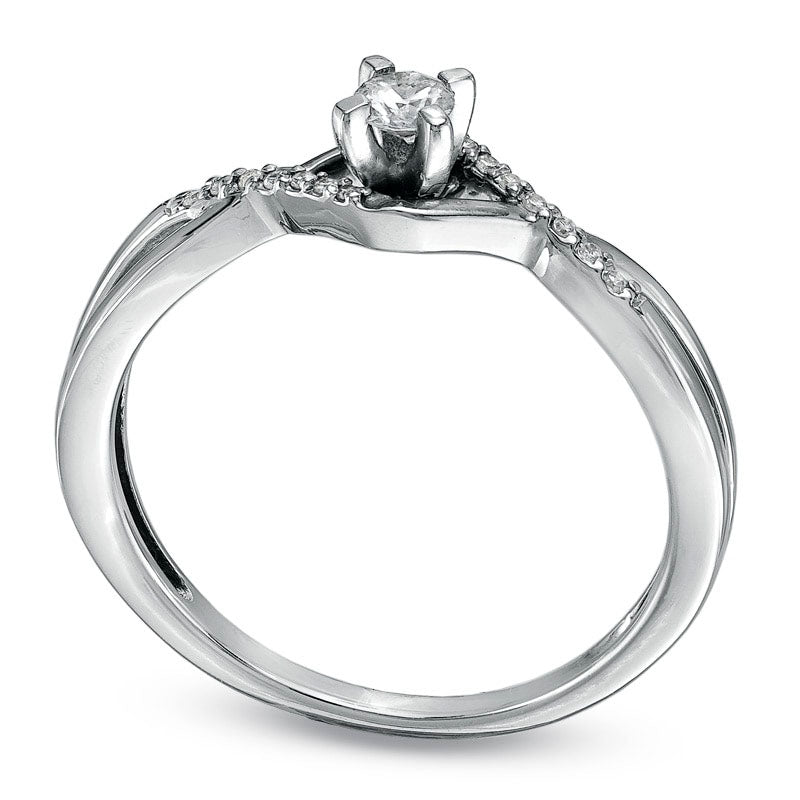 Image of ID 1 017 CT TW Natural Diamond Twine Promise Ring in Solid 10K White Gold