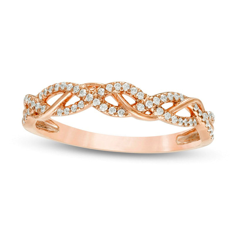 Image of ID 1 017 CT TW Natural Diamond Twist Anniversary Band in Solid 10K Rose Gold