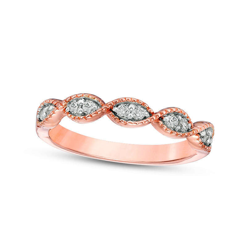 Image of ID 1 017 CT TW Natural Diamond Twist Antique Vintage-Style Stackable Band in Solid 10K Rose Gold