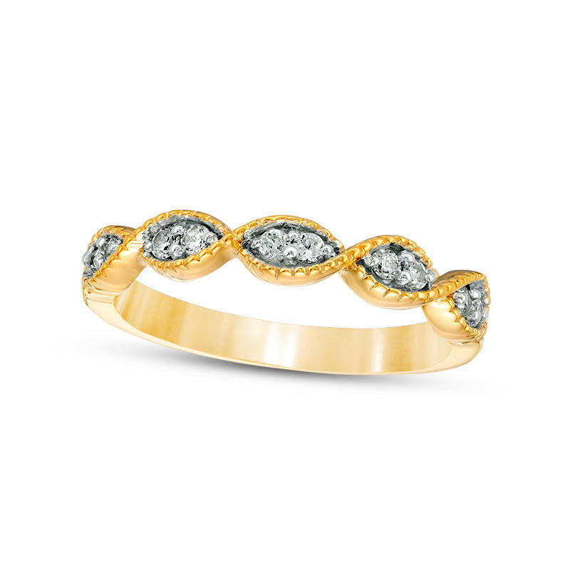 Image of ID 1 017 CT TW Natural Diamond Twist Antique Vintage-Style Stackable Band in Solid 10K Yellow Gold