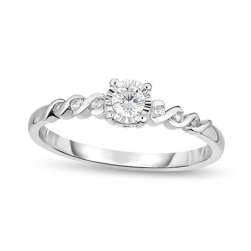 Image of ID 1 017 CT TW Natural Diamond Twist Promise Ring in Solid 10K White Gold