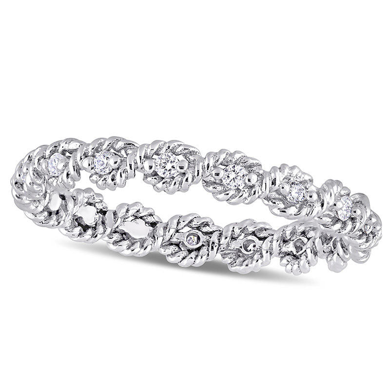 Image of ID 1 017 CT TW Natural Diamond Twist Rope Eternity Wedding Band in Solid 10K White Gold