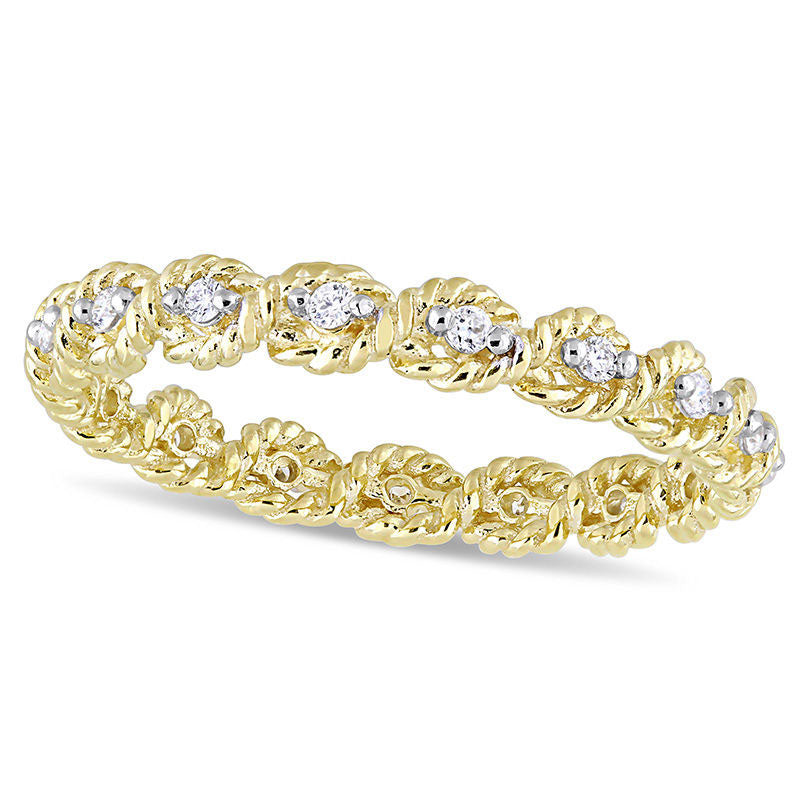 Image of ID 1 017 CT TW Natural Diamond Twist Rope Eternity Wedding Band in Solid 10K Yellow Gold
