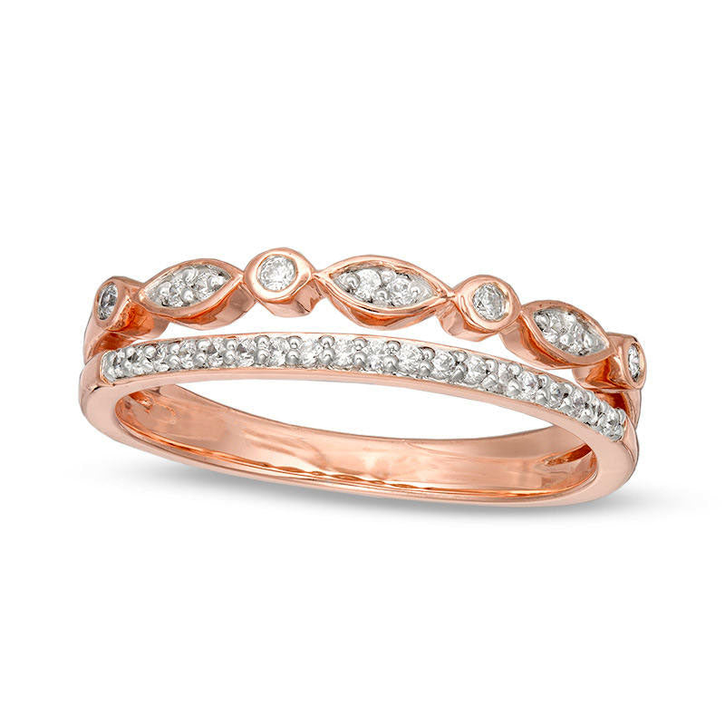 Image of ID 1 017 CT TW Natural Diamond Two Row Stackable Band in Solid 10K Rose Gold