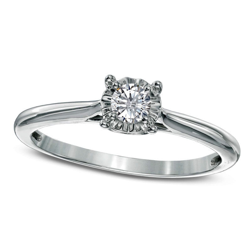 Image of ID 1 020 CT Natural Clarity Enhanced Diamond Solitaire Engagement Ring in Solid 10K White Gold