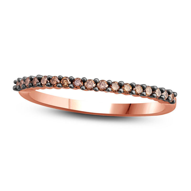 Image of ID 1 020 CT TW Champagne Natural Diamond Anniversary Band in Solid 10K Rose Gold with Black Rhodium