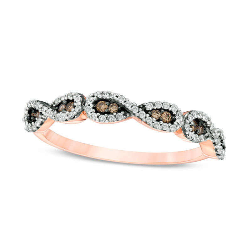 Image of ID 1 020 CT TW Champagne and White Natural Diamond Infinity Anniversary Band in Solid 10K Rose Gold